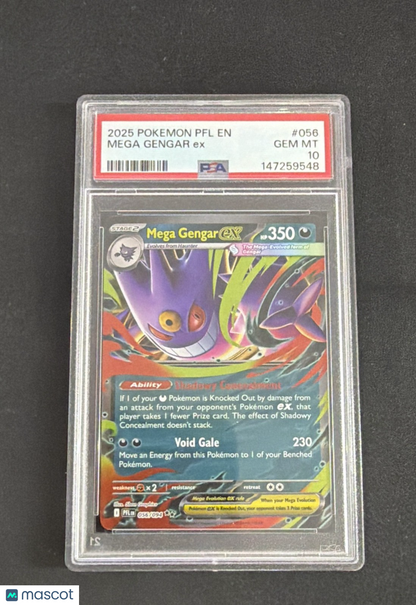 Mega Gengar ex 056/094 Me02: Phantasmal Flames Holo PSA 10