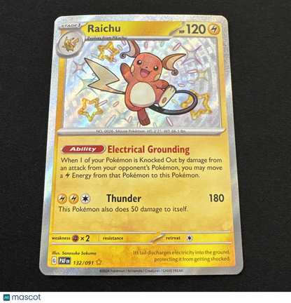 Pokémon TCG Shiny Raichu Holo Card Paldean Fates Baby Shiny Rare 132/091