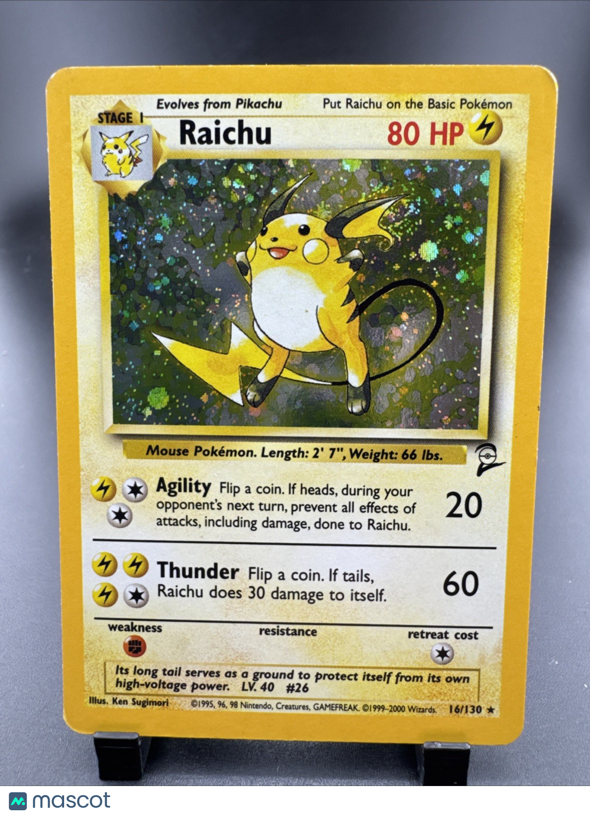 Pokémon TCG Raichu Base Set 2 16/130 Holo Unlimited Holo Rare