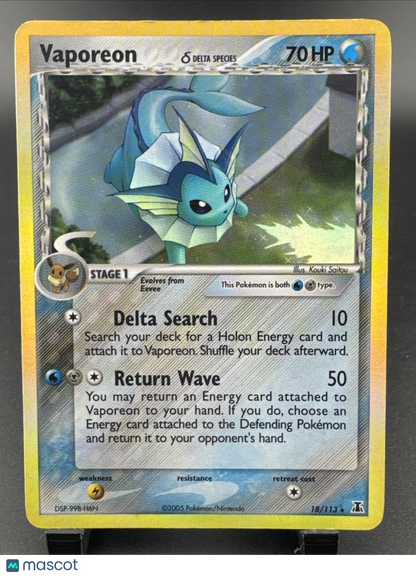 2005 Pokemon EX Delta Species Vaporeon Holo 18/113
