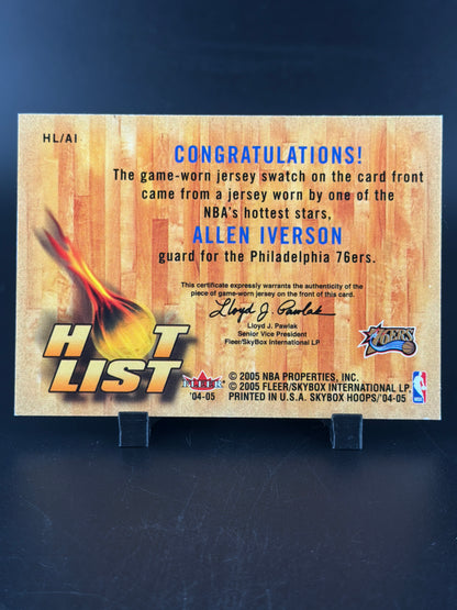2005 SkyBox Hoops Allen Iverson #HL/AI Game-Worn Jersey