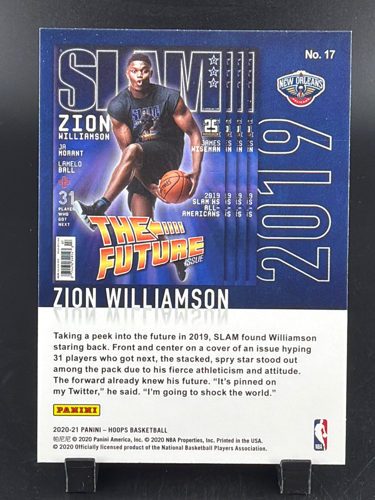 2020 Panini NBA Hoops Slam Zion Williamson #17 Purple Foil