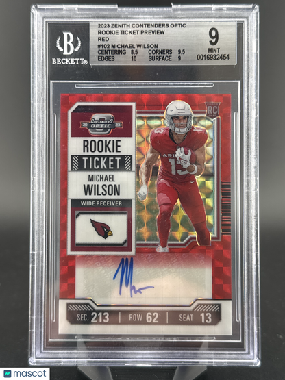 2023 Panini Contenders Optic Michael Wilson #102 Red Scope /23 RC BGS 9