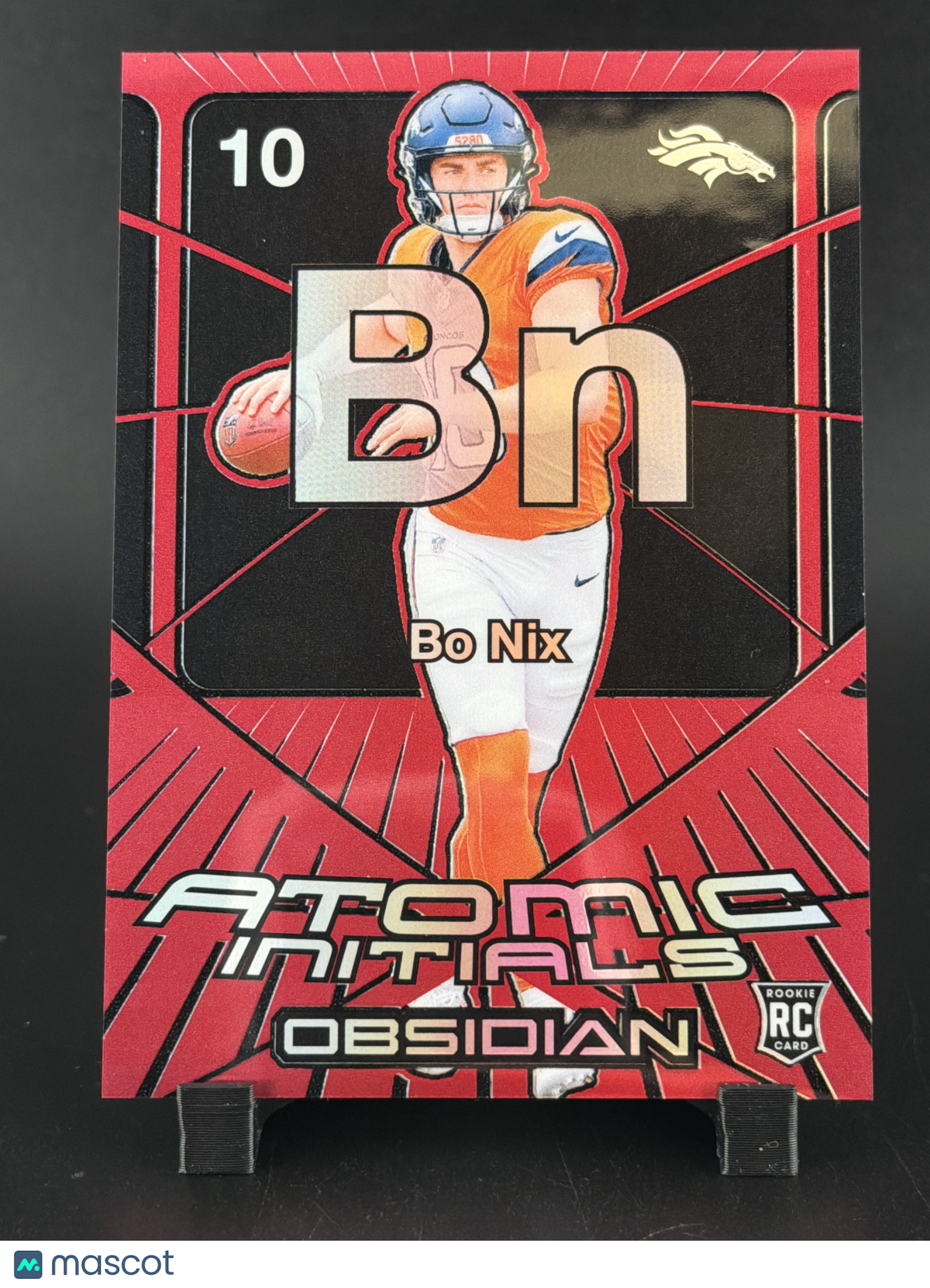 2025 Panini Obsidian Football Bo Nix #15 Red Flood /75 RC
