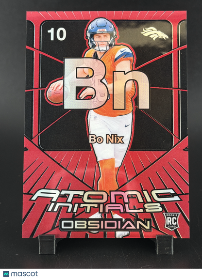 2025 Panini Obsidian Football Bo Nix #15 Red Flood /75 RC