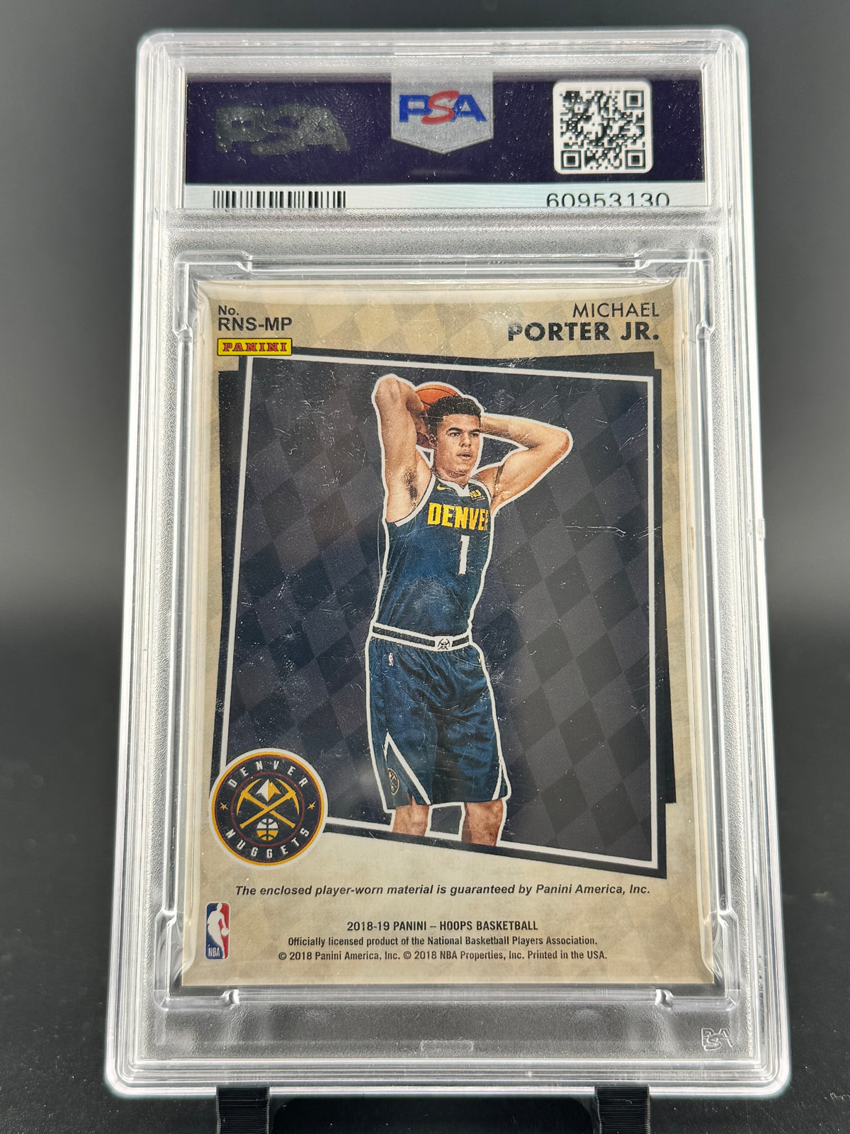 2018 Panini Hoops Rise N Shine Memorabilia Michael Porter JR. #MP Mem. PSA 9