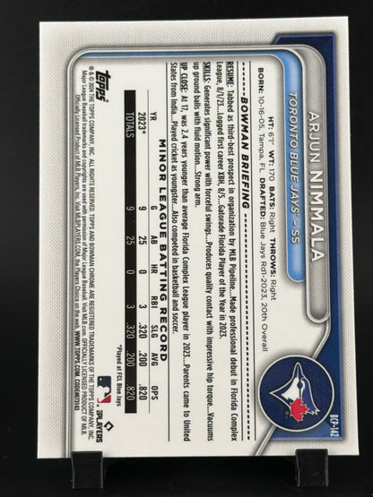 2024 Bowman Chrome Arjun Nimmala #BCP-142 Sky Blue Lunar Glow