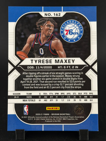 2021 Panini Obsidian Tyrese Maxey #162 Red Flood RC
