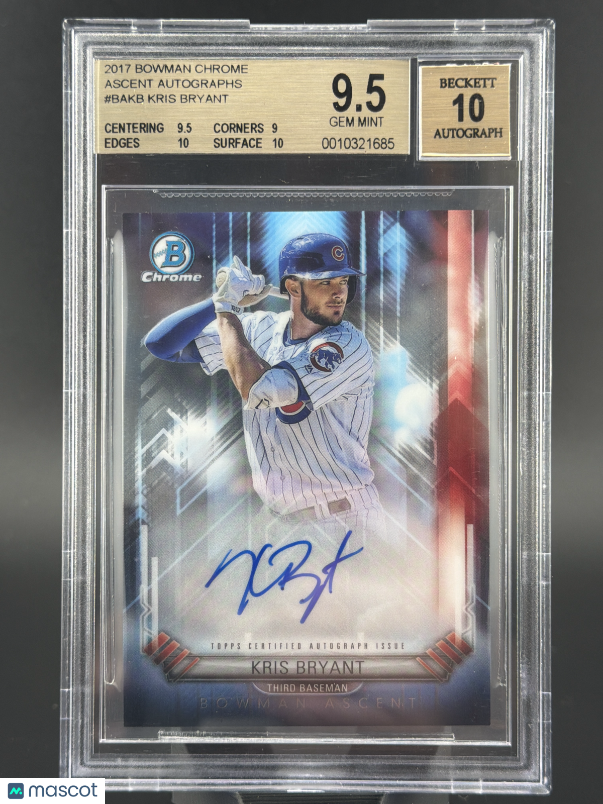 2017 Bowman Kris Bryant #BA-KB /99 BGS 9.5 BAS Auto 10