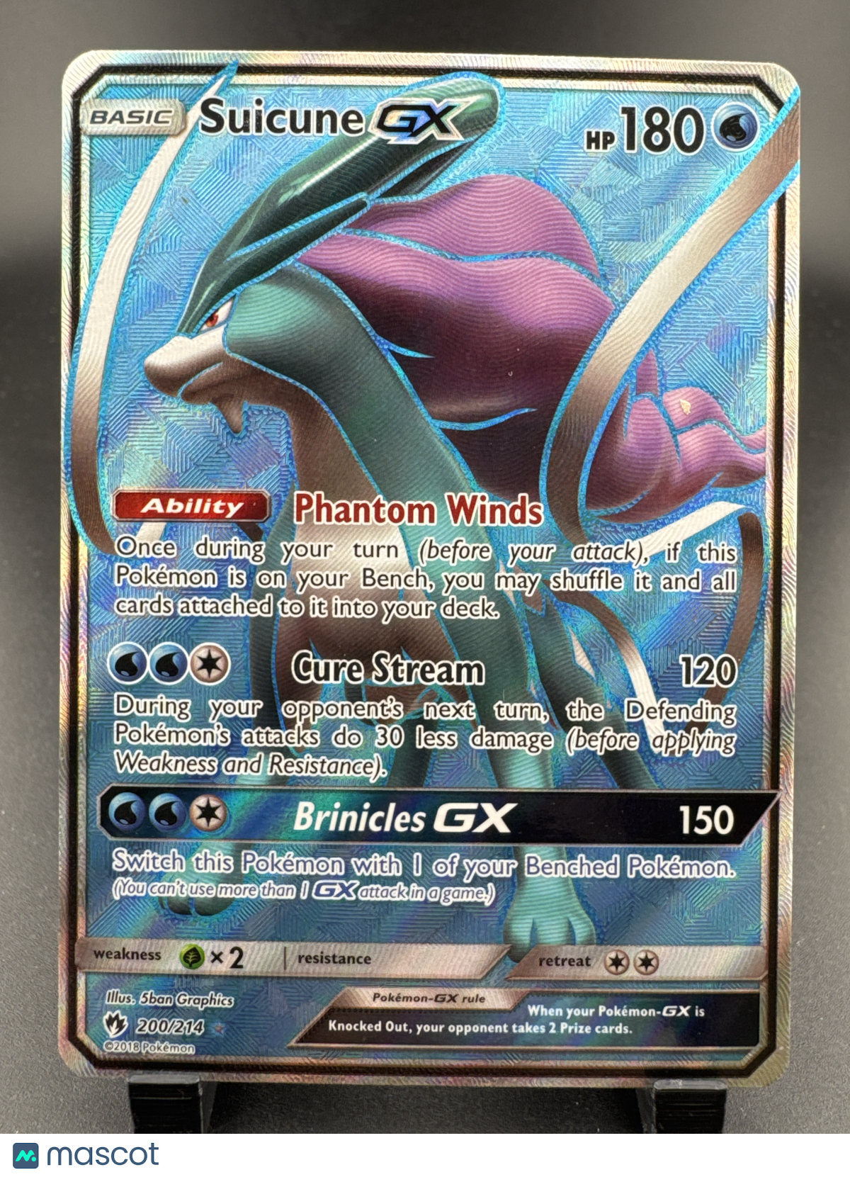 2018 Lost Thunder Suicune GX Holo Ultra Rare FA #200/214