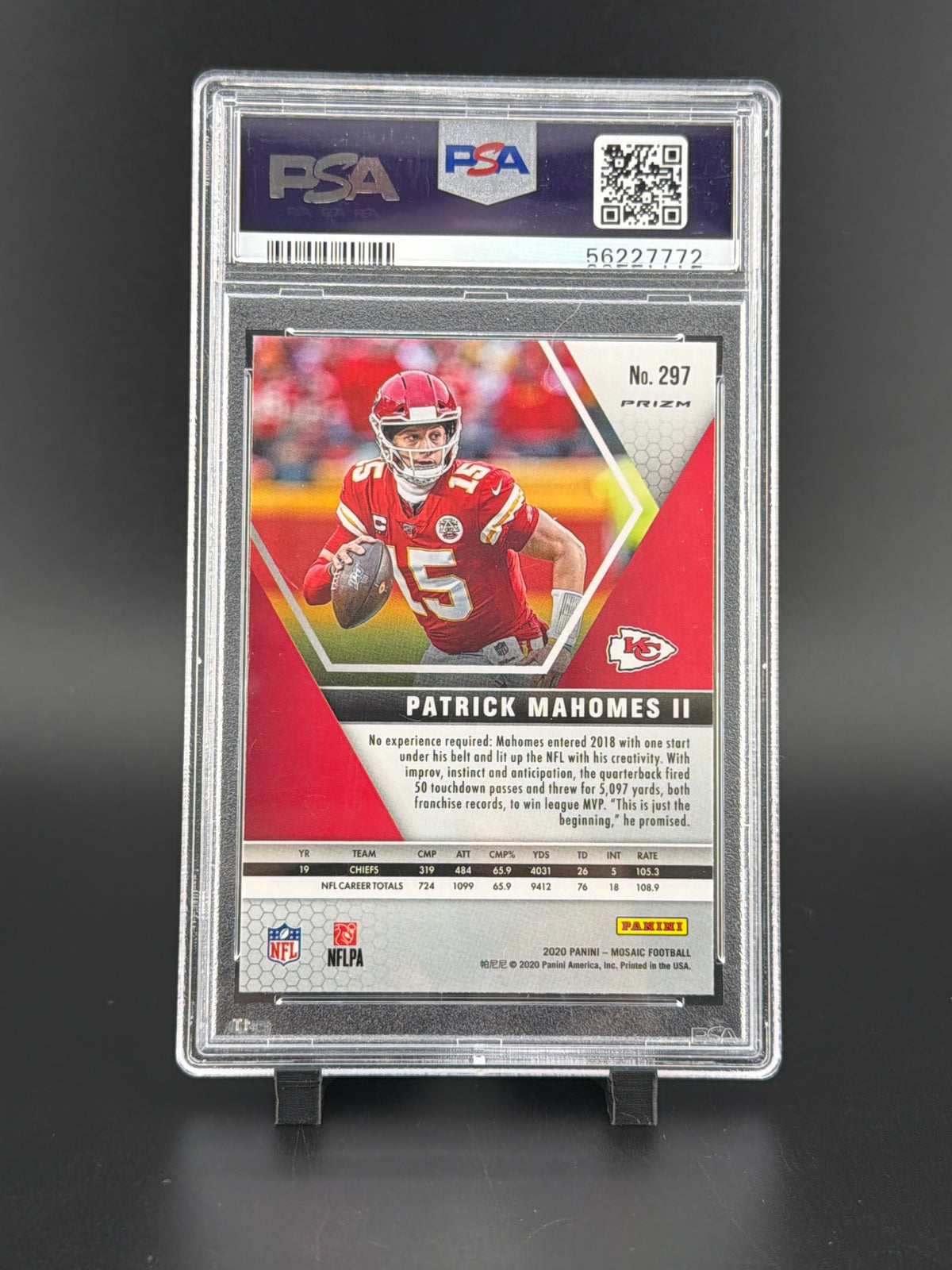 2020 Panini Mosaic Patrick Mahomes II #297 Green PSA 9