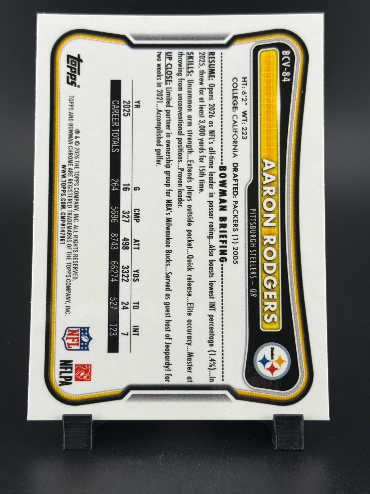 2026 Bowman Chrome Aaron Rodgers #BCV-84 Aqua Mojo /199