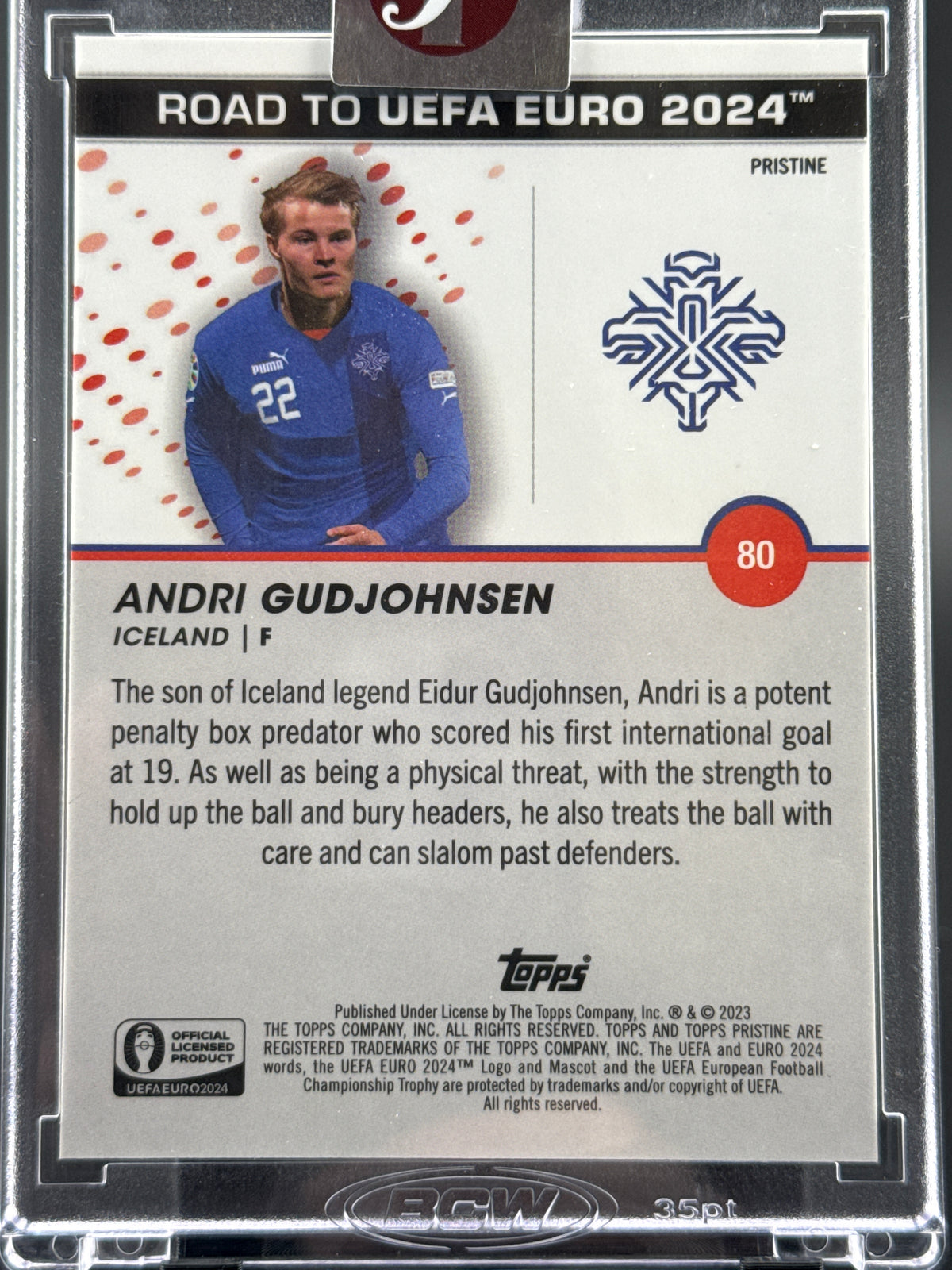 2024 Topps Pristine Road to UEFA Euro 2024 Andri Gudjohnsen #80