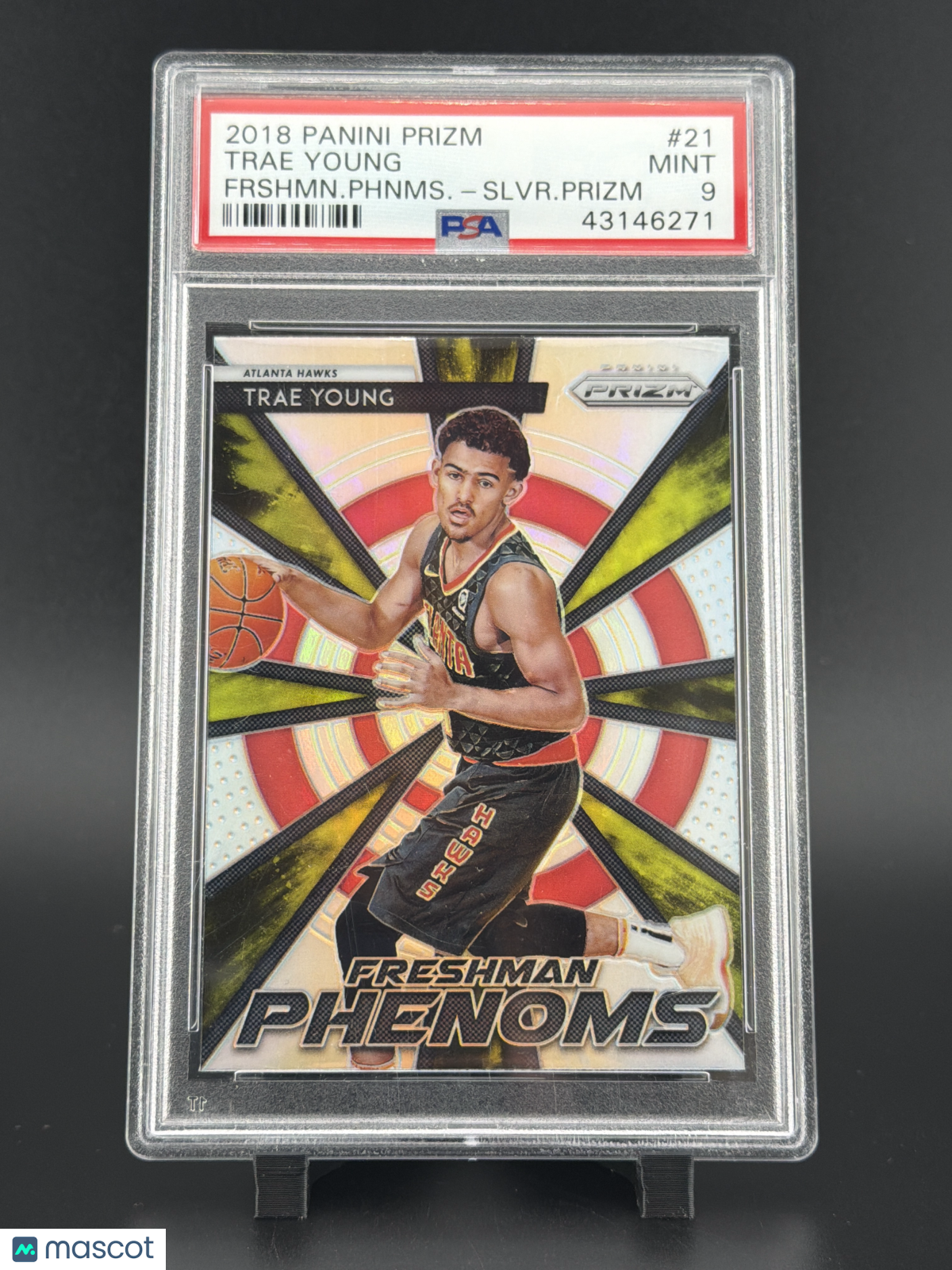2018 Panini Prizm Freshman Phenoms Trae Young #21 Frshmn. Phnms SLV. PRZ. PSA 9