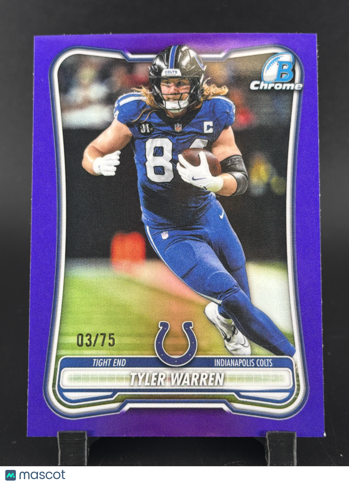 2026 Topps Bowman Chrome Tyler Warren #BCV-44 Purple Refractor /75