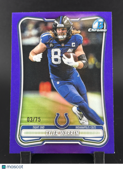 2026 Topps Bowman Chrome Tyler Warren #BCV-44 Purple Refractor /75