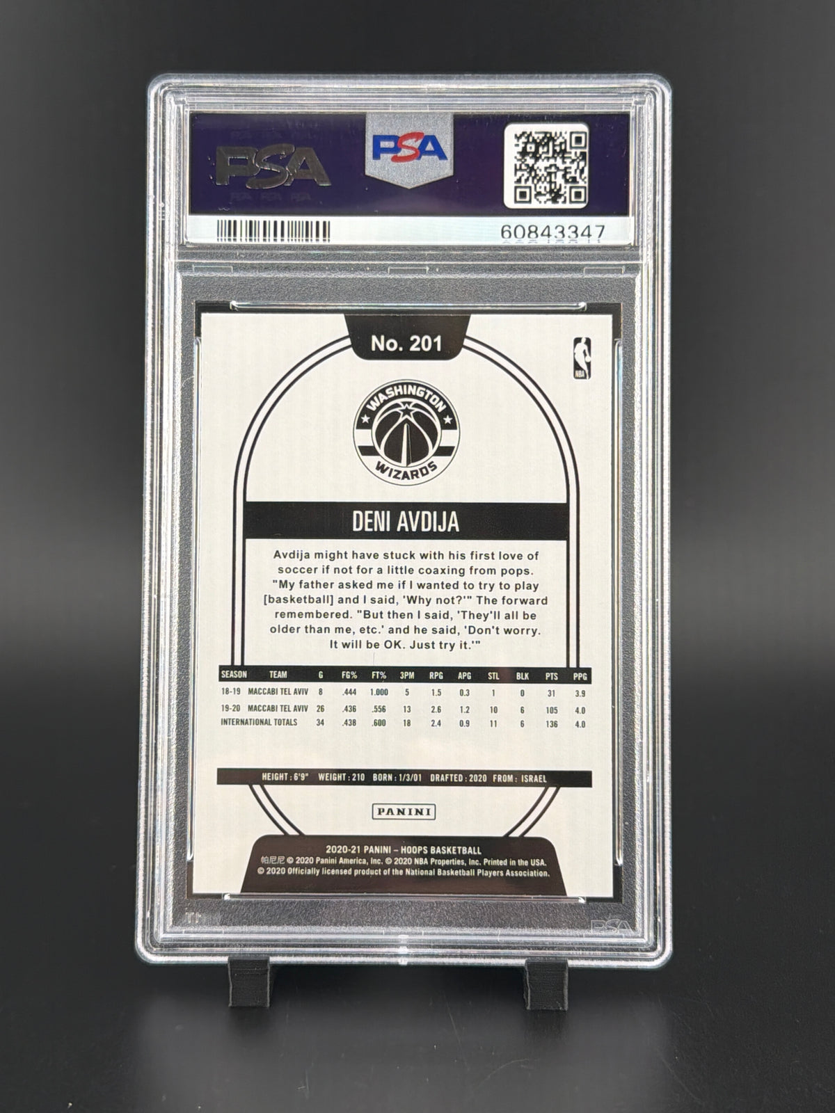 2020 Panini Hoops Deni Avdija #201 PSA 10