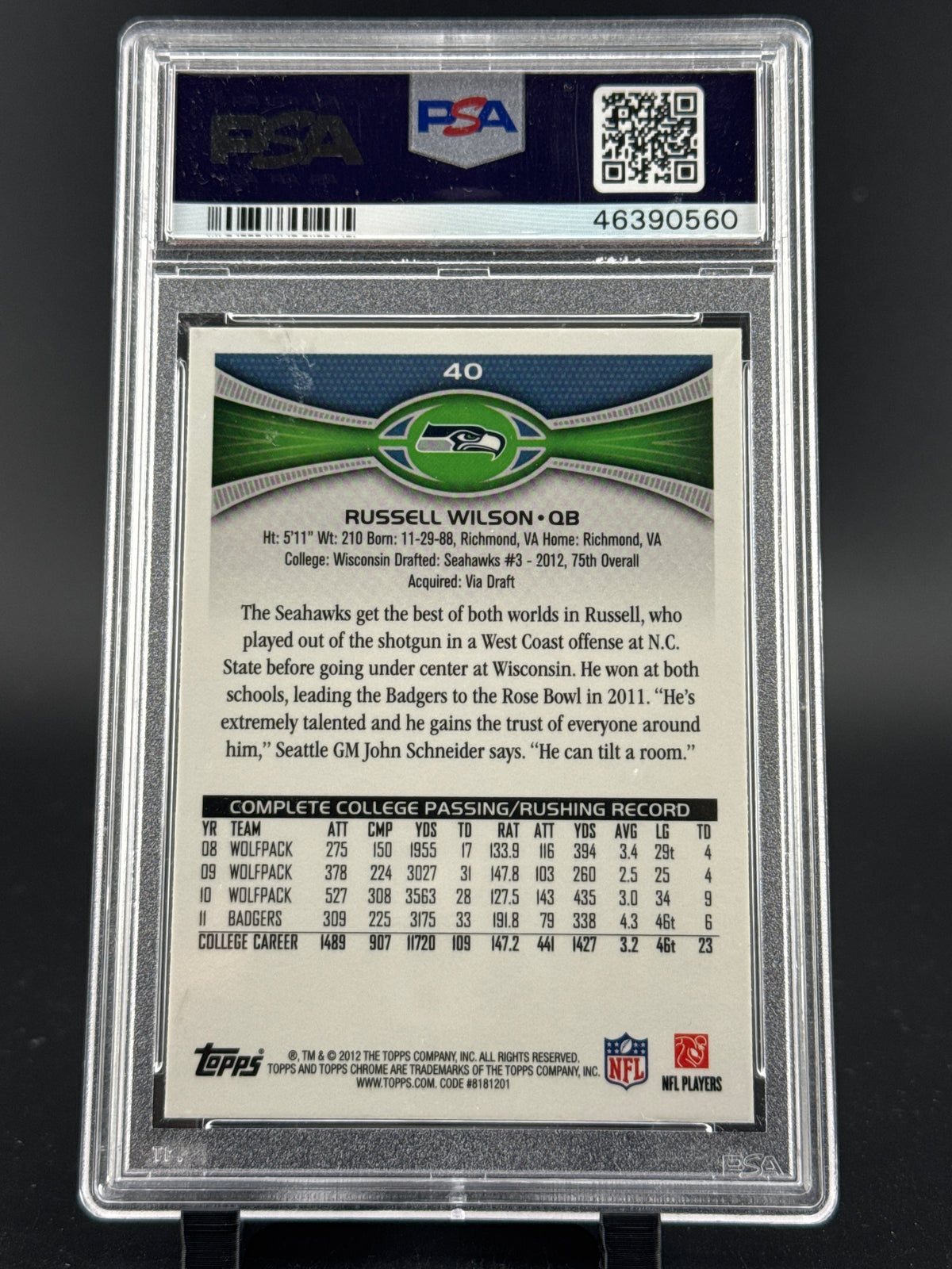 2012 Topps Chrome Russell Wilson #40 PSA 10