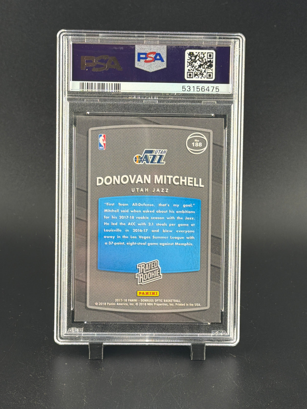 2017 Panini Donruss Optic Donovan Mitchell #188 Red Yellow PSA 10