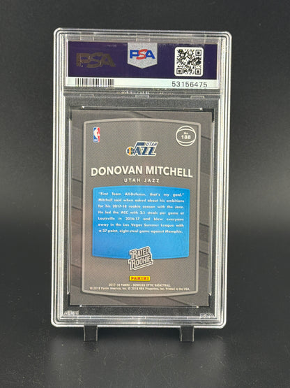 2017 Panini Donruss Optic Donovan Mitchell #188 Red Yellow PSA 10