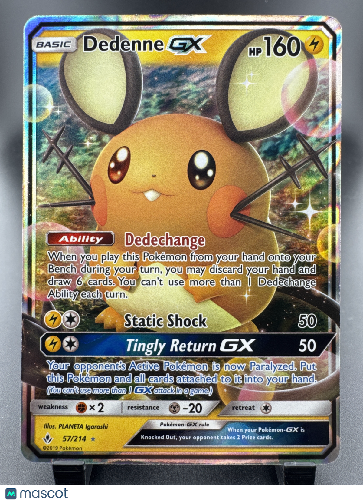 2019 Unbroken Bonds Dedenne GX Holo Rare #57/214