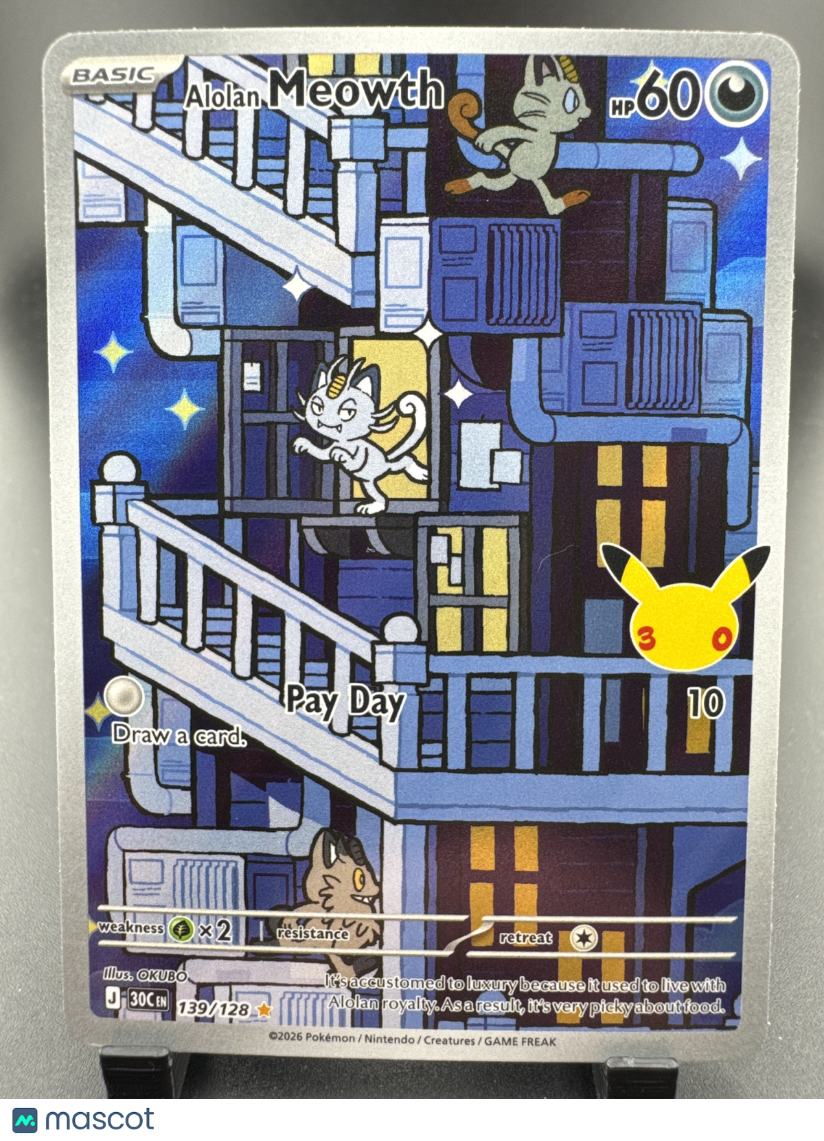 2026 30th Celebration Alolan Meowth Holo Secret Rare #139/128