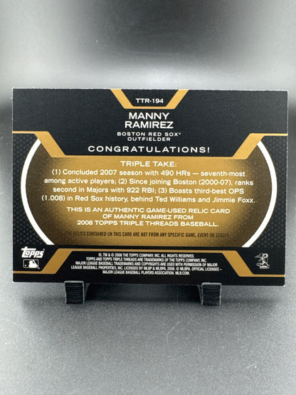 2008 Topps Triple Threads Manny Ramirez #TTR-194 /9 Triple Relic Game-Used Relic