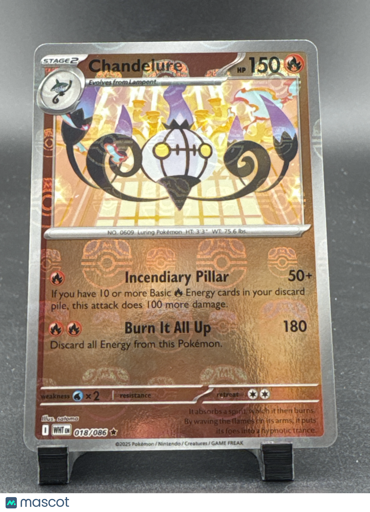 2025 White Flare Chandelure Reverse Holo Rare #18/86