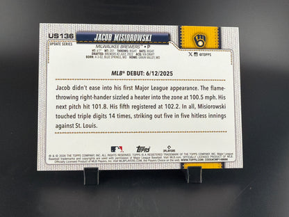 2026 Topps Update Series Jacob Misiorowski #US136 Rainbow Foil RC