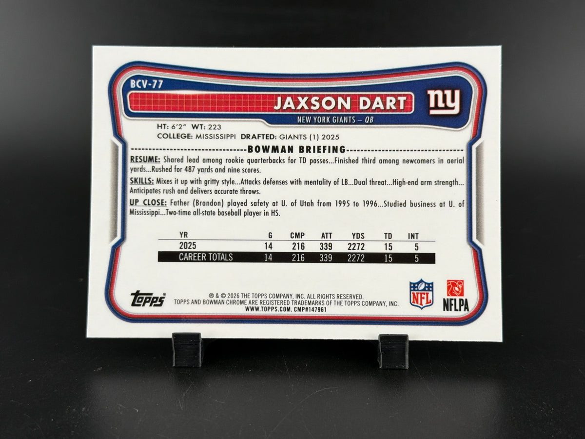 2026 Topps Bowman Chrome Jaxson Dart #BCV-77 Purple /75