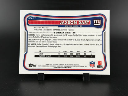 2026 Topps Bowman Chrome Jaxson Dart #BCV-77 Purple /75