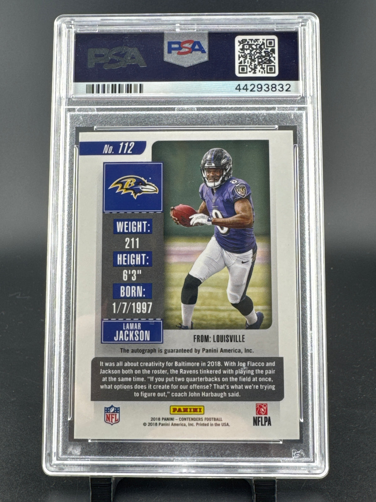 2018 Panini Contenders Lamar Jackson #112 Autograph PSA 10