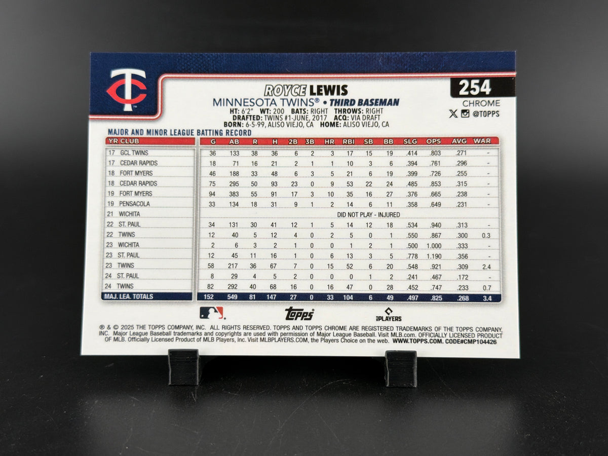 2025 Topps Chrome Royce Lewis #254 Gold Wave Refractor