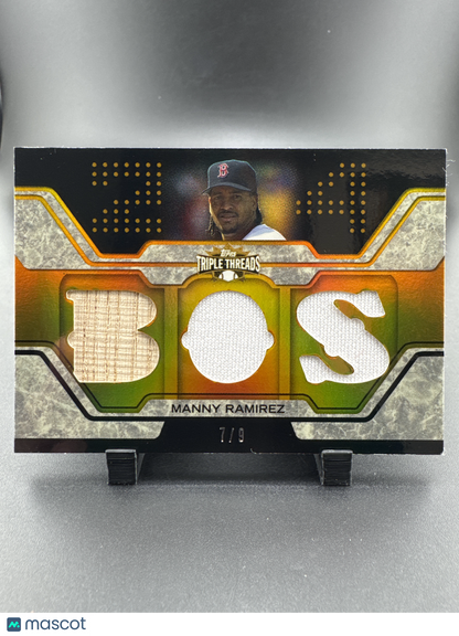2008 Topps Triple Threads Manny Ramirez #TTR-194 /9 Triple Relic Game-Used Relic