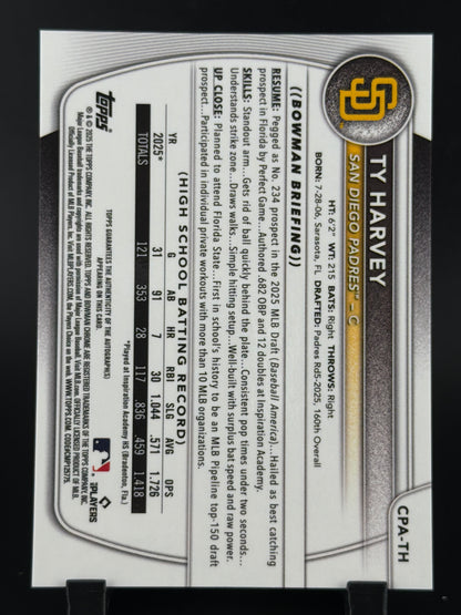2025 Bowman Chrome Ty Harvey #CPA-TH Purple Refractor /250