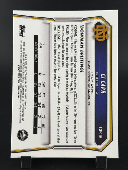 2024 Bowman Chrome University Football CJ Carr #BCP-110 Mojo Refractor