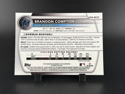 2025 Bowman Chrome Brandon Compton #CPA-BCO Black