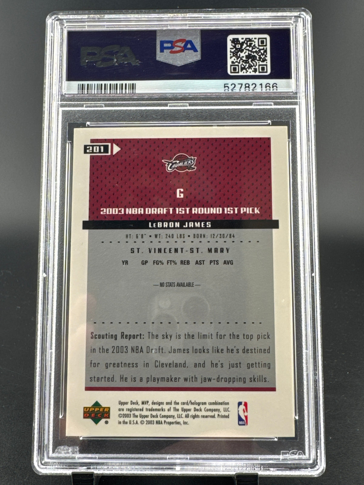 2003 Upper Deck MVP LeBron James #201 PSA 10