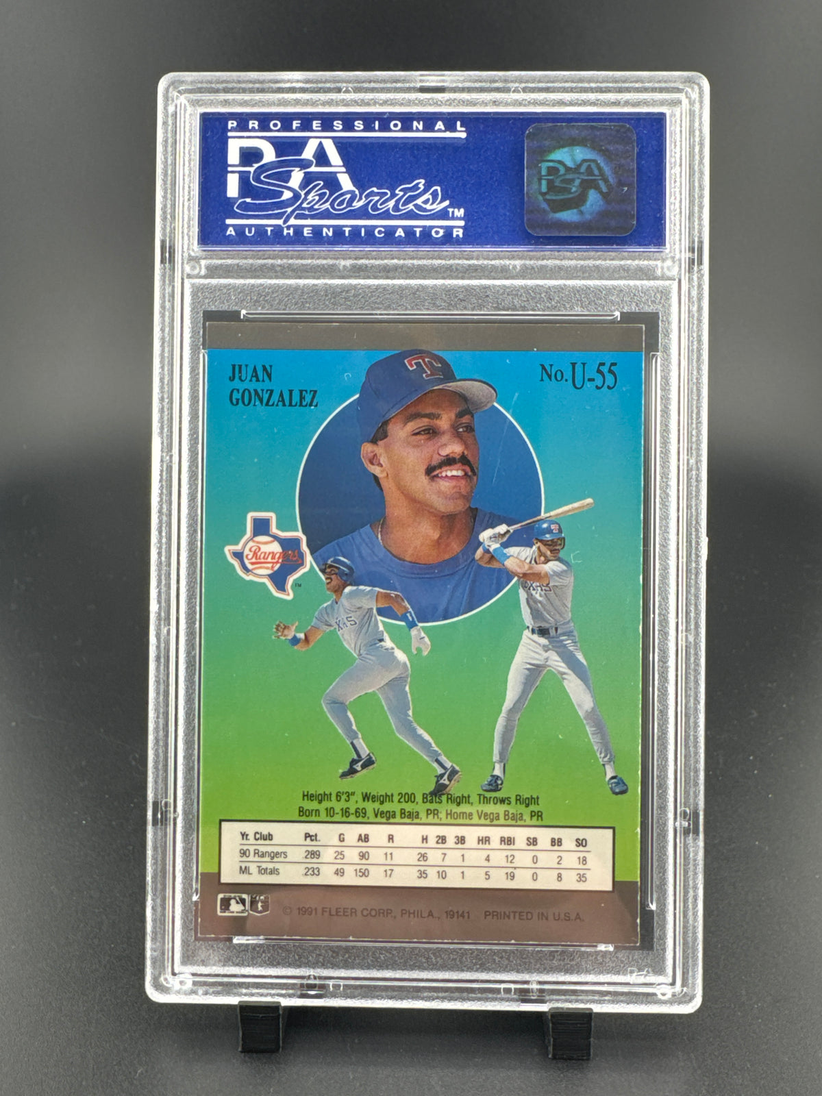 1991 Ultra Update Juan Gonzalez #U-55 PSA 8