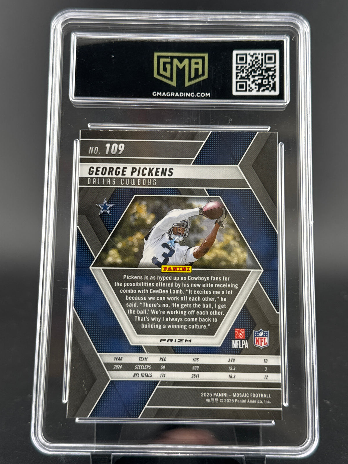 2025 Panini Mosaic Football George Pickens #109 Red GMA 10
