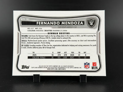 2026 Topps Bowman Chrome Fernando Mendoza #BCV-101 Mojo Refractor RC