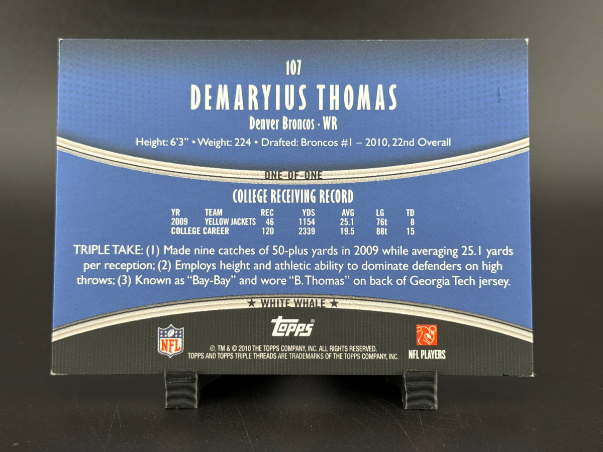 2010 Topps Triple Threads Demaryius Thomas #107 White Whale 1/1 RC