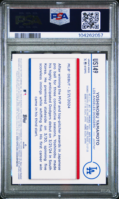 2024 Topps Update Yoshinobu Yamamoto #US149 Holiday PSA 10