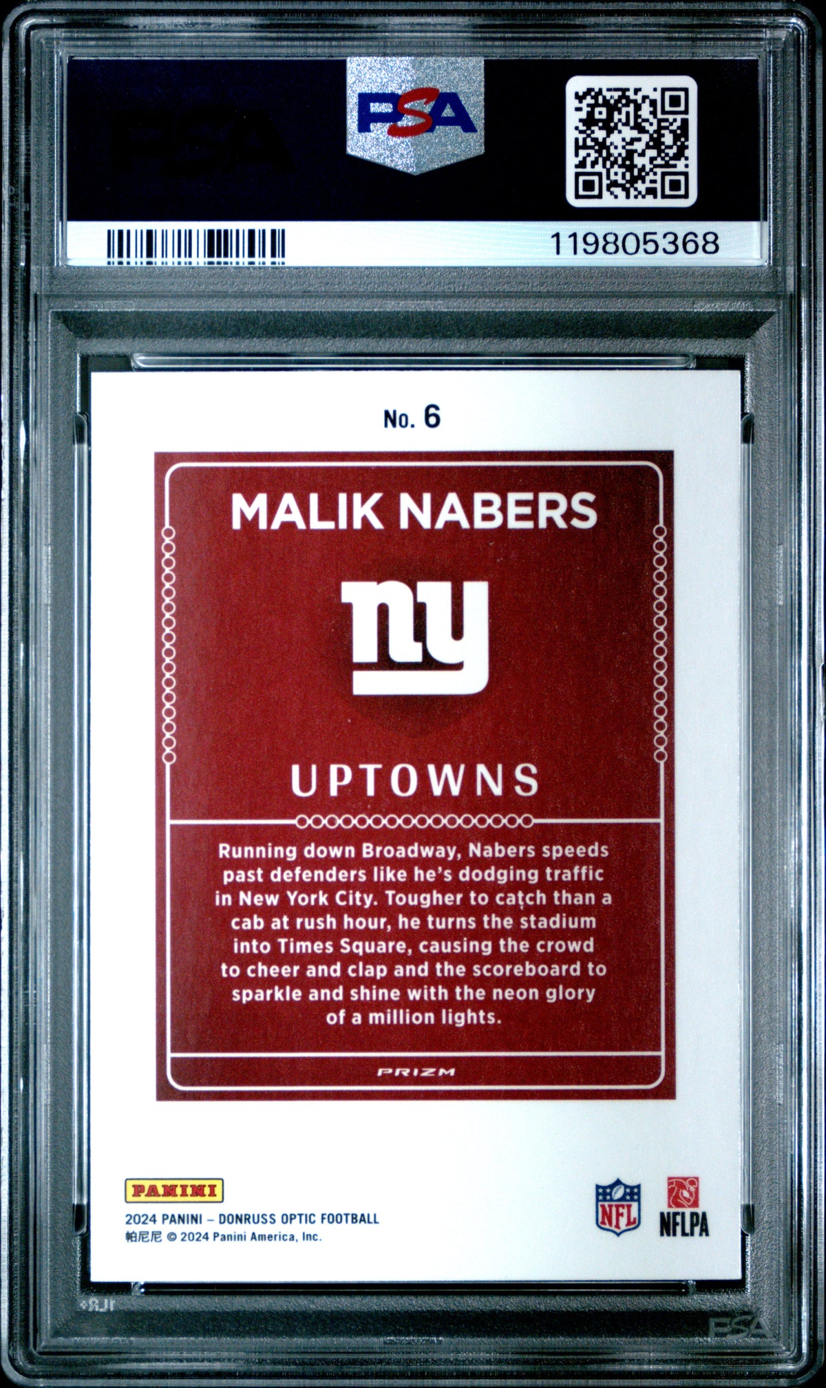 2024 Panini Donruss Optic Uptowns Malik Nabers #6 PSA 10