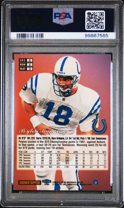 1998 Flair Showcase Peyton Manning #3 Row 2 PSA 6