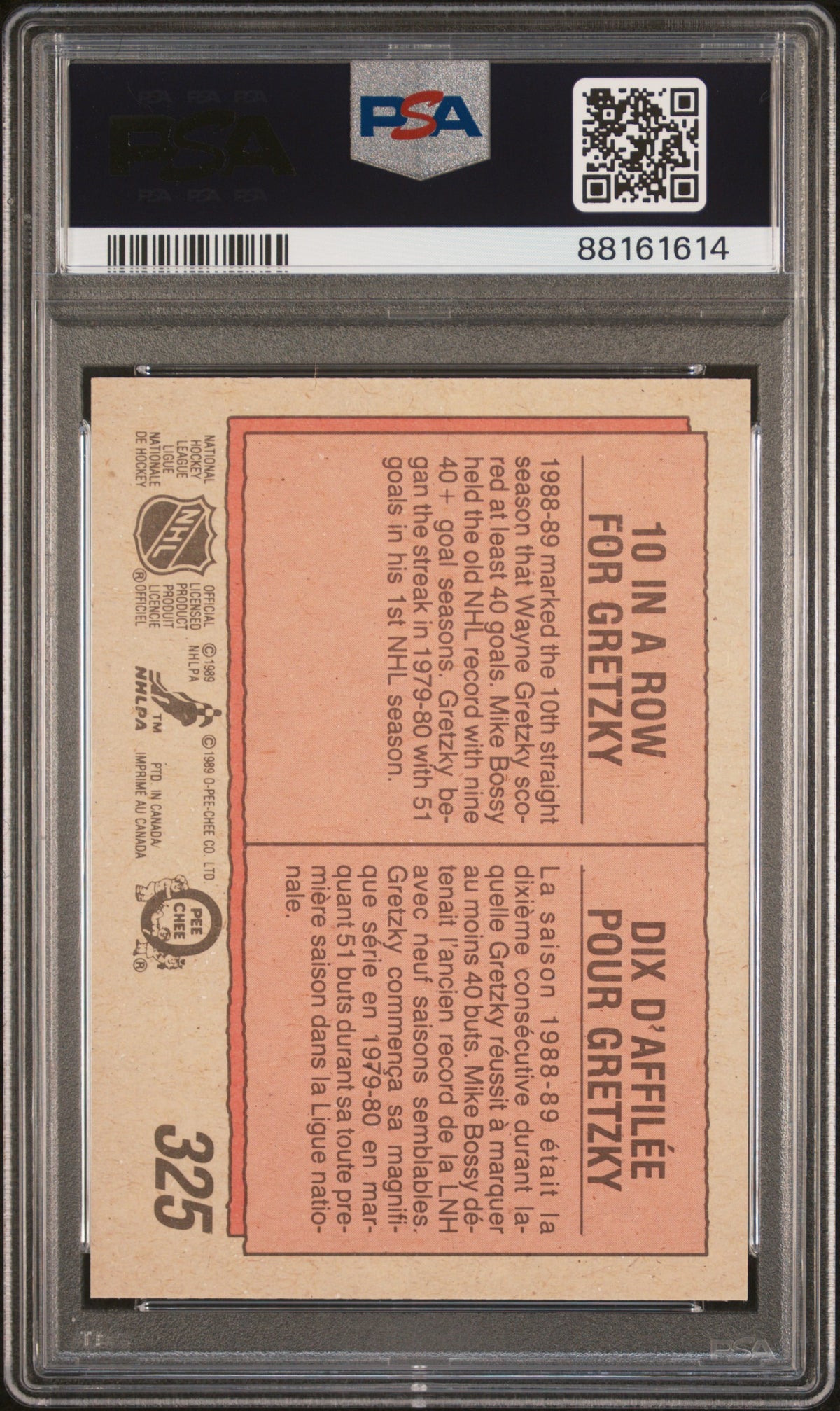 1989 O-Pee-Chee Wayne Gretzky #325 PSA 10