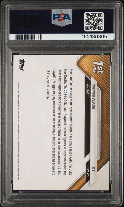 2025 Topps Now Draft Cooper Flagg #D1 PSA 9