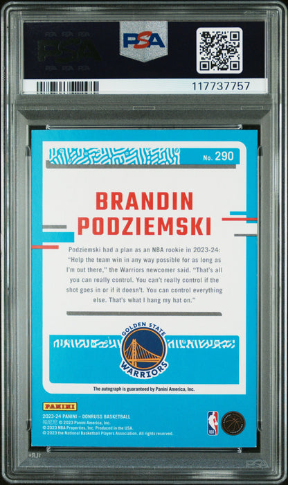 2023 Panini Donruss Brandin Podziemski #290 Rated Rookie Signature PSA 8 Auto 10
