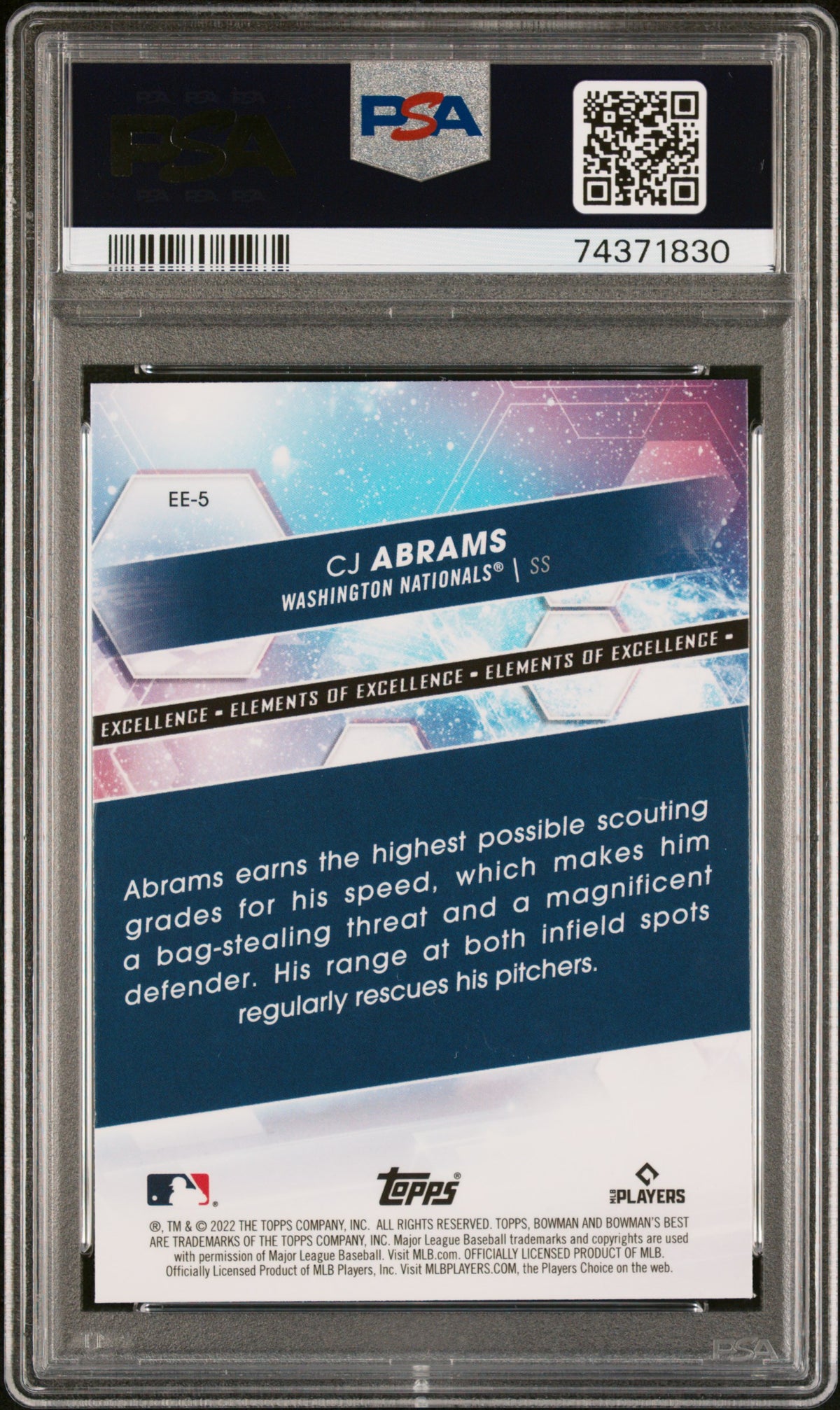 2022 Bowman's Best Elements Of Excellence CJ Abrams #EE5 PSA 10