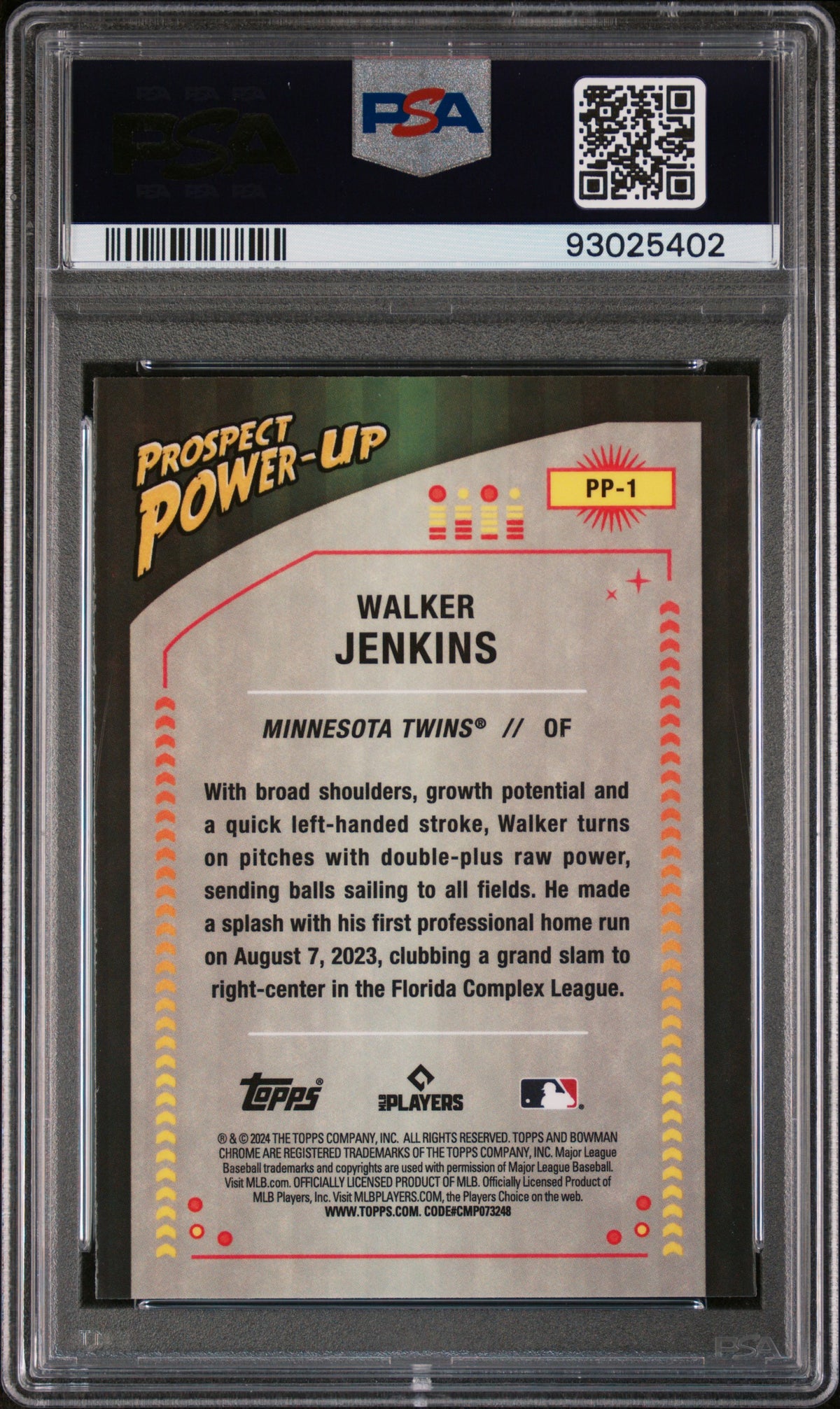 2024 Bowman Prospect Power-Up Walker Jenkins #PP1 PSA 9
